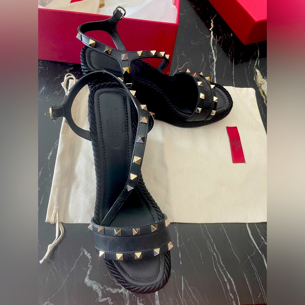 Valentino studded black wedges